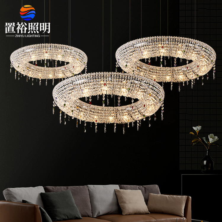 Modern Style Customizable Luxuriant Chandelier Villa Hanging Light Sales Office Kitchen Crystal Pendant Light