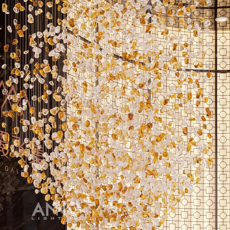 ANNO Large Size Luxury Crystal Chandelier Sales Office Gold Chandelier Stone Chandelier