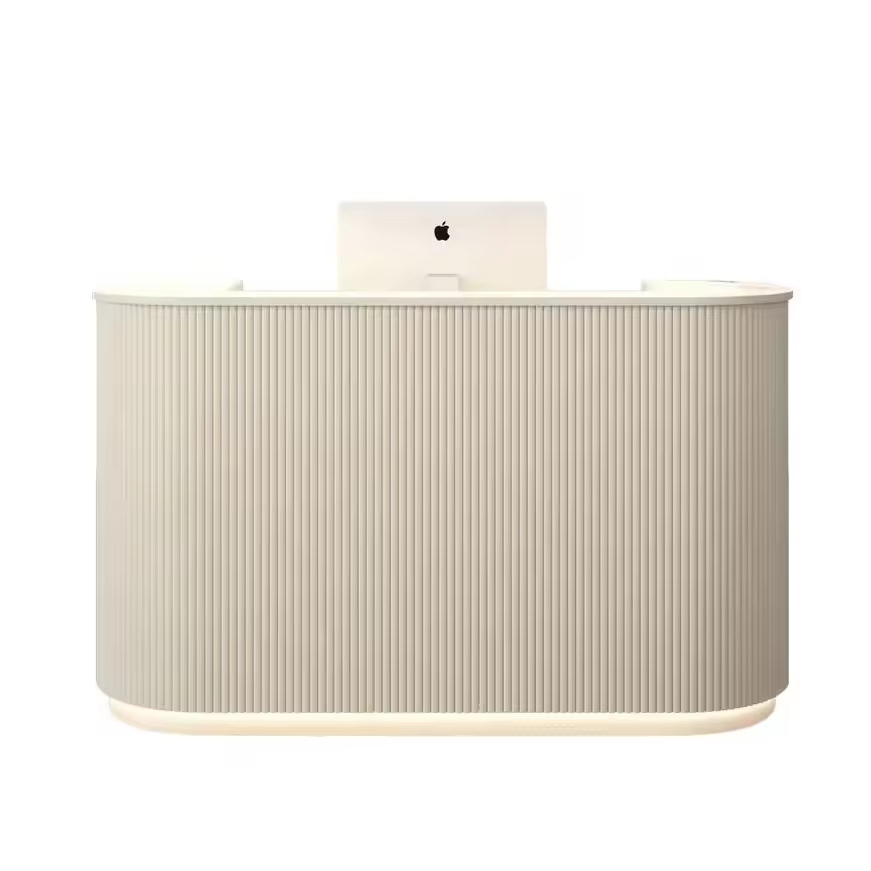 Modern White Reception Desk with Durable Cashier Counter Economically Priced for Beauty Salons Offices Hotels Gyms Hospitals