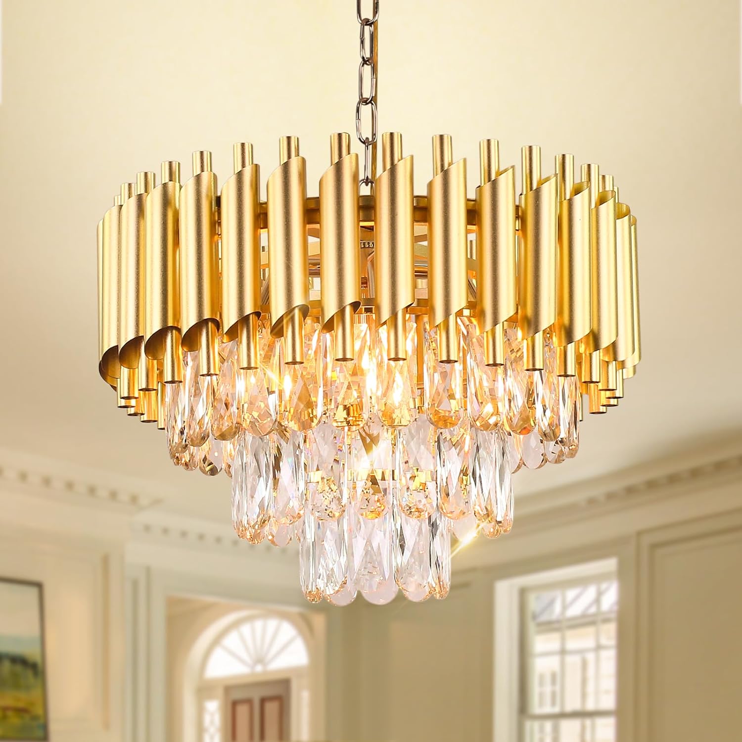 Custom Nordic Luxury Hotel Stairs Wedding Decor Black Gold Crystal Large Pendant Lights High Ceiling Luxury Chandeliers