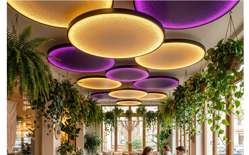 Modern RGB LED Chandelier Atmospheric Decor Smart Color Changing Pendant Light