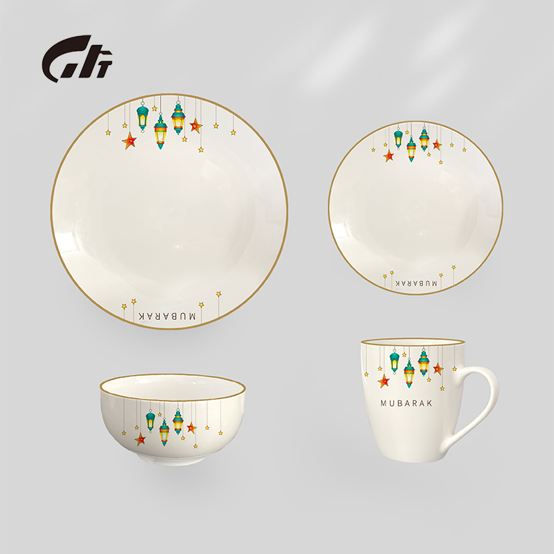 Islamic Lantern Ceramic Dinner Set Food-Contact Grade