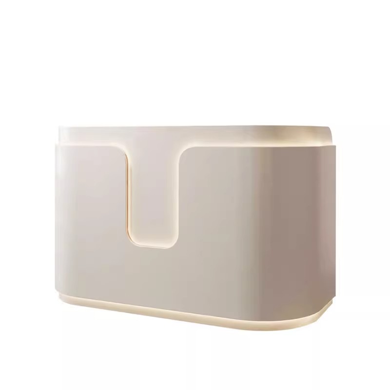 Commercial Boutique Salon Store High Quality Custom Made U Shape Wooden Reception Desk with LED Lighting for Hotel Beauty Salon