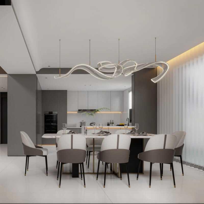 JACKSUN Hotel Sales Office Acrylic Ribbon Chandelier Modern Luxury High-End Middle Pendant Light Sand Table Pendant Lamp