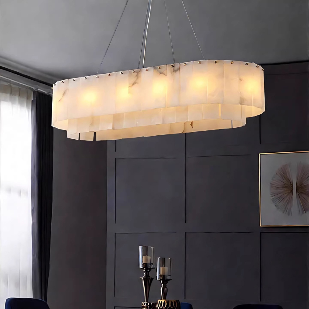 Luxury Natural Alabaster Chandelier Retro Model Room Hotel Spanish Alabaster Alabaster Ceiling Light Hotel Lobby Chandelier
