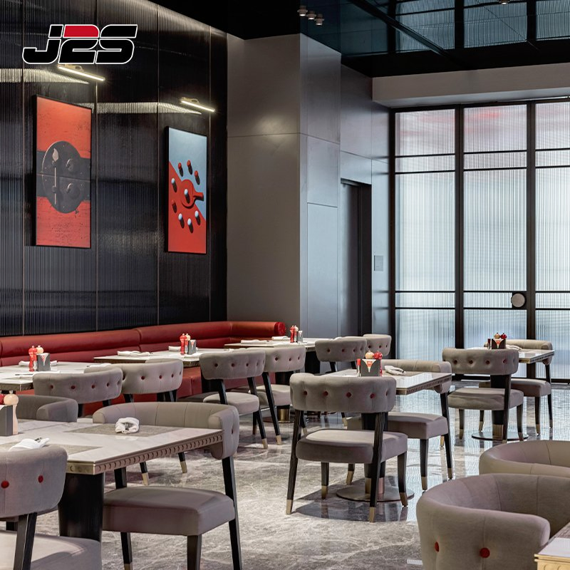 Premium Commercial Restaurant Furniture Upholstered Armchair Continuous Red Banquette Buffet Area VIP Hotel Lounge