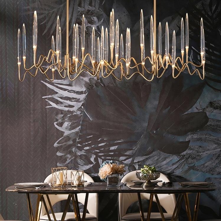 Shop Bar Front Line Luxury Lighting Modern Hanging Lamp Dining Room Chandelier Golden Chandelier 80 Home Office Iron + Acrylic