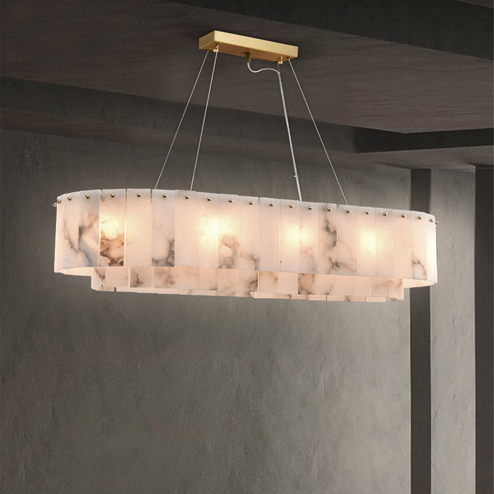 Luxury Natural Alabaster Chandelier Retro Model Room Hotel Spanish Alabaster Alabaster Ceiling Light Hotel Lobby Chandelier