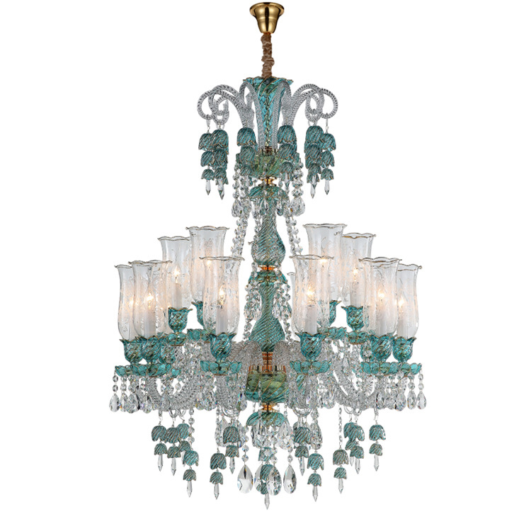 Custom Luxury Green Crystal Pendant Light Chandelier for Home Restaurant Banquet Hall Hotel Lobby Decoration Lighting