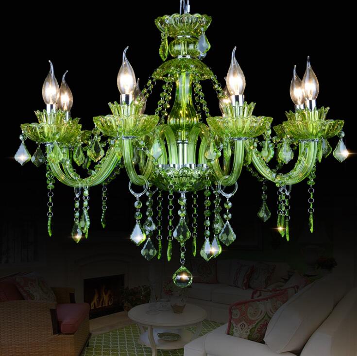 European Hotel Bedroom Lights Restaurant Green Crystal Chandelier