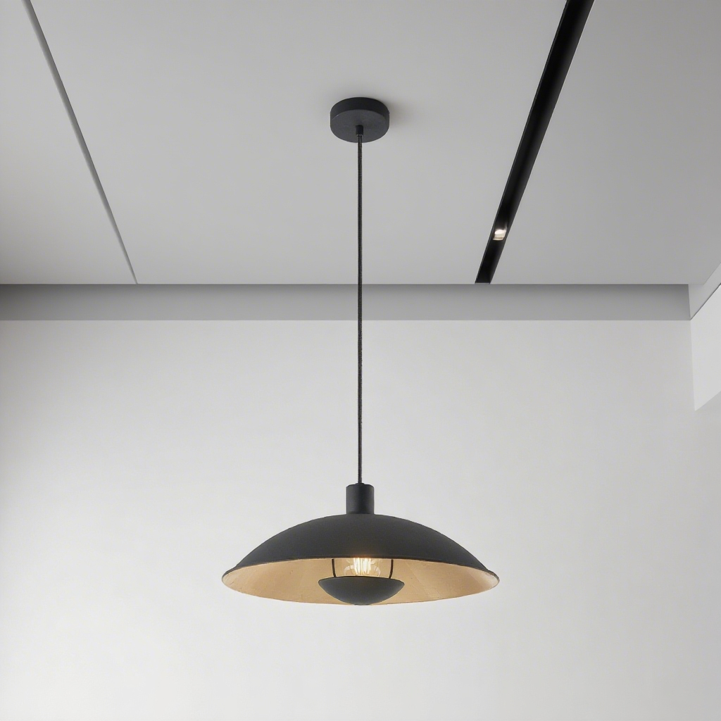 Modern Minimalist Pendant Light Black with Gold Accents Artistic Designer Lighting for Dining and Living Room Long Shape