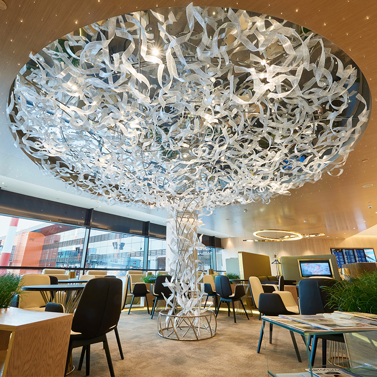 Luxury Lighting Hotel Lobby Chandelier Ceiling White Glass Stainless Steel Modern Large Light