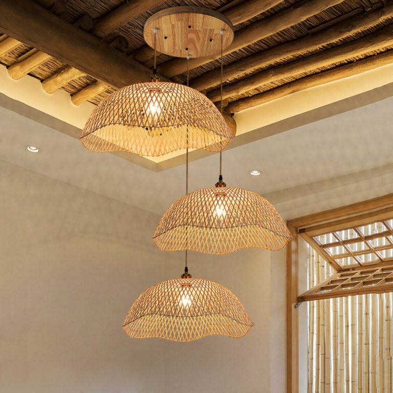 Hot Sale Large Indoor Rattan Pendant Lightings Vintage Style Luxurious Lampshade Covers for Hotel and Restaurant ODM Supply