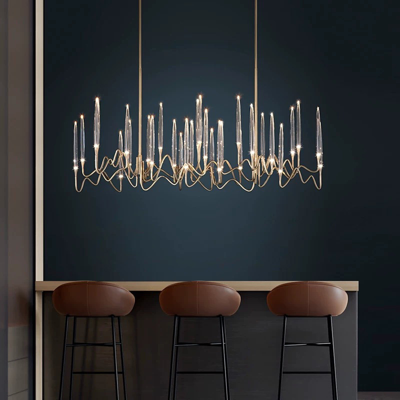 Shop Bar Front Line Luxury Lighting Modern Hanging Lamp Dining Room Chandelier Golden Chandelier 80 Home Office Iron + Acrylic