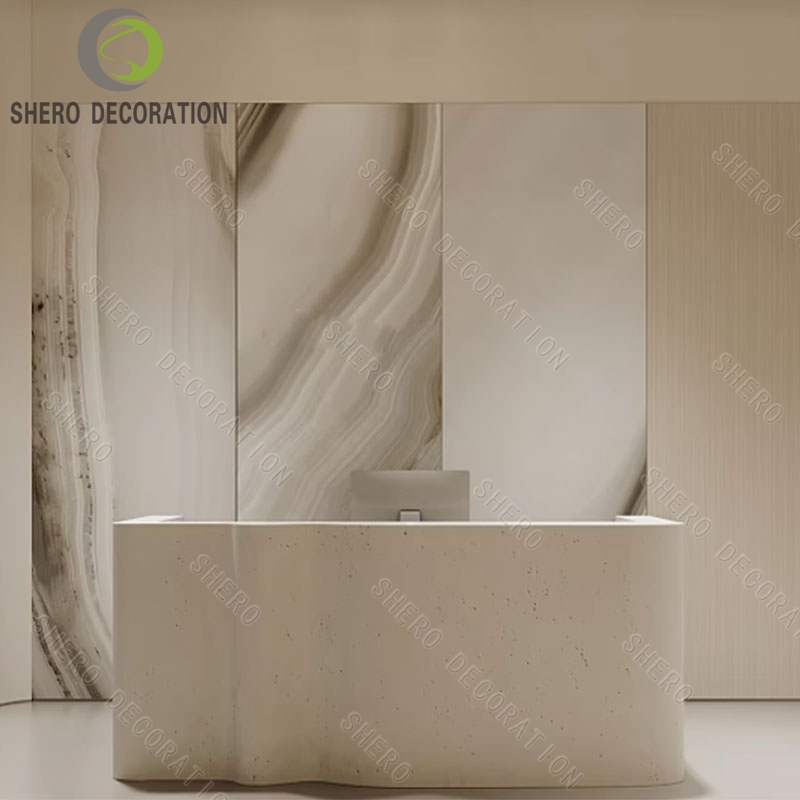 Modern MDF Reception Desk For Beauty Salon Cashier Counter Clothing Store Training Institution LED Light Hotels Office Buildings