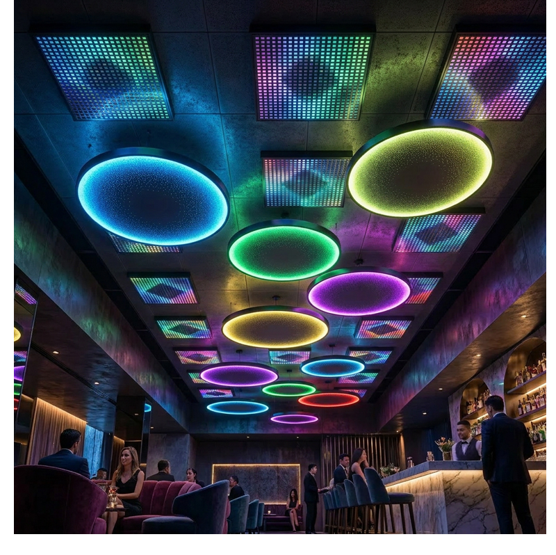 Modern RGB LED Chandelier Atmospheric Decor Smart Color Changing Pendant Light