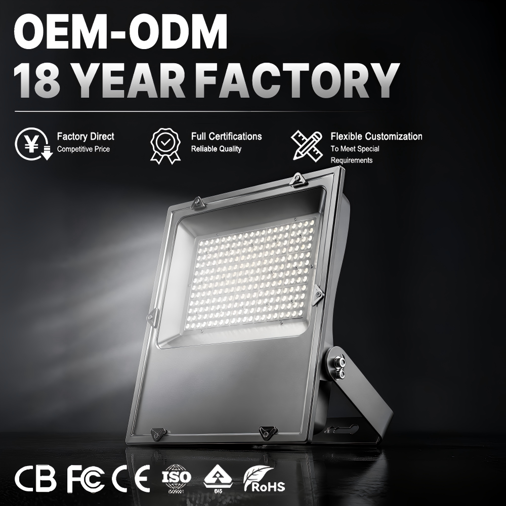 Stadium Street Area Lighting Fixture Ra80 LED Parking Lot Flood Light IP66 Rated 5-Year Warranty Adjustable Beam Angle