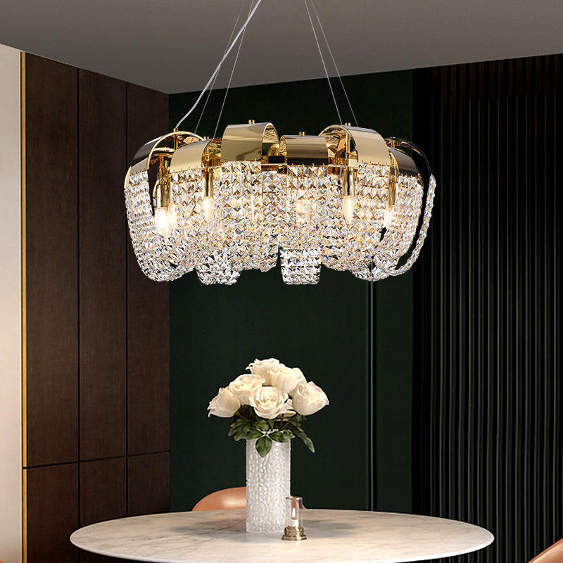 Custom Home Office Hotel Villa Gold LED Luxury Chandelier AC Compatibility Stainless Steel Crystal Modern Design for High