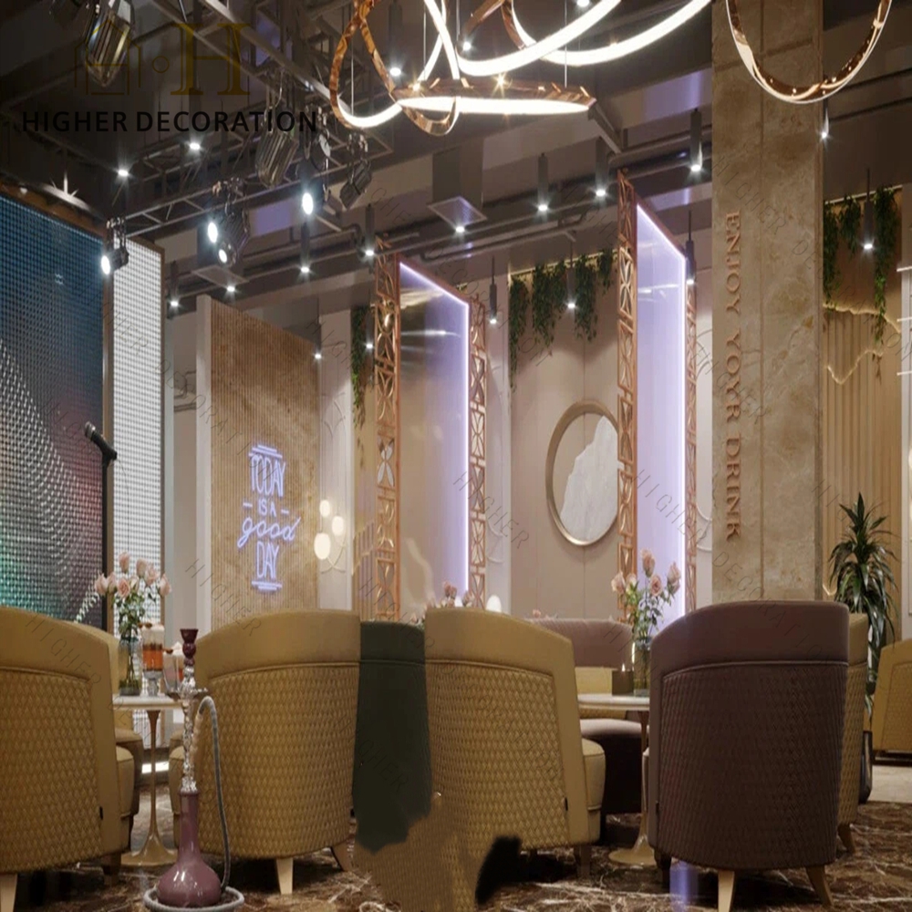 Fashion Night Club Design Metal Wood bar Furniture Sets Led Strip Light Night Club Accessories with Lighting