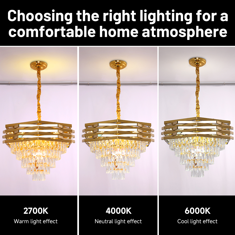 American Light Luxury CE Certified LED Hanging Light for Villa Lobby Dining Office Reception Crystal Chandelier