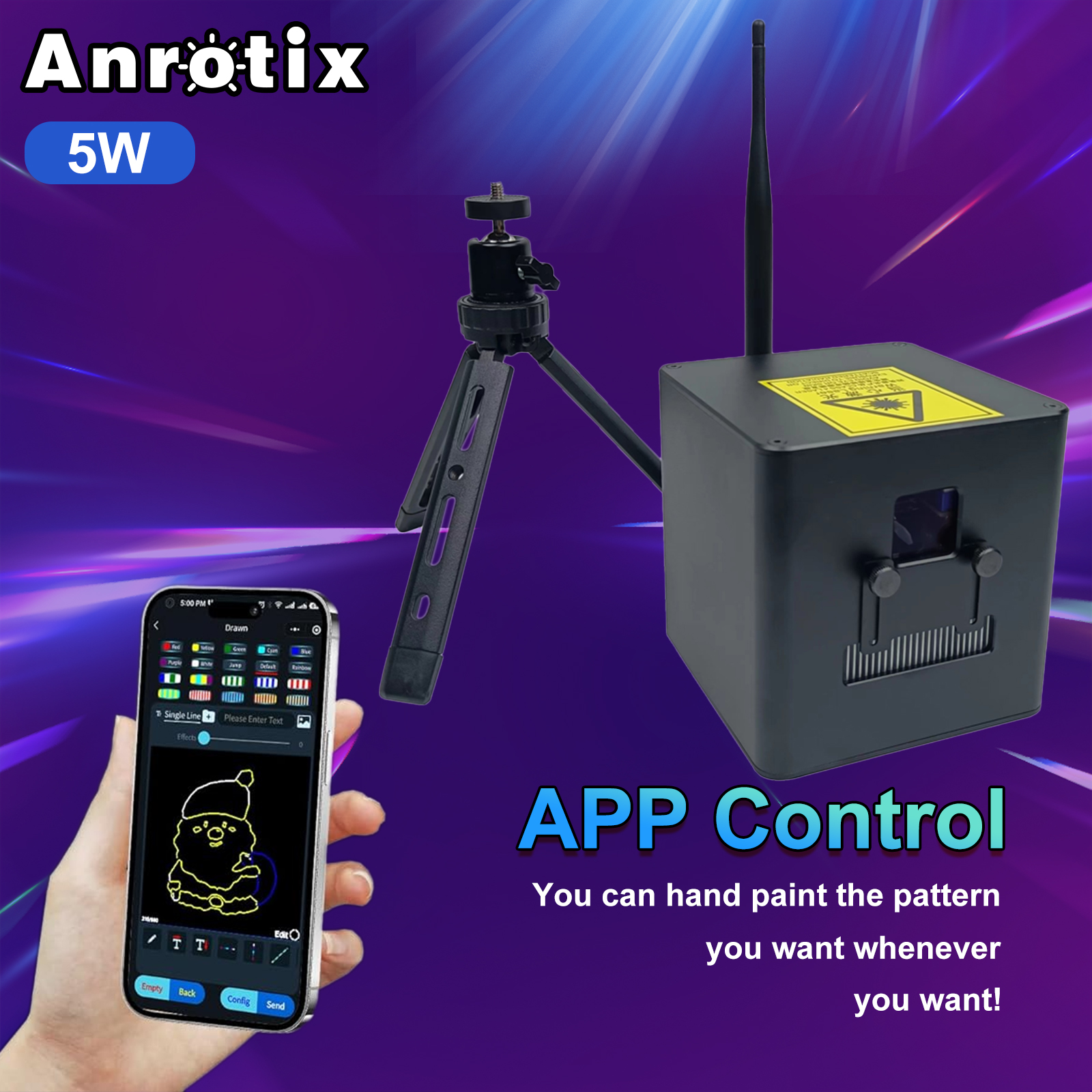5W RGB Beam Laser Light APP Control Low Power Consumption Sound Activated Compact Design Lighting for Lounge Bar Cafe Shop