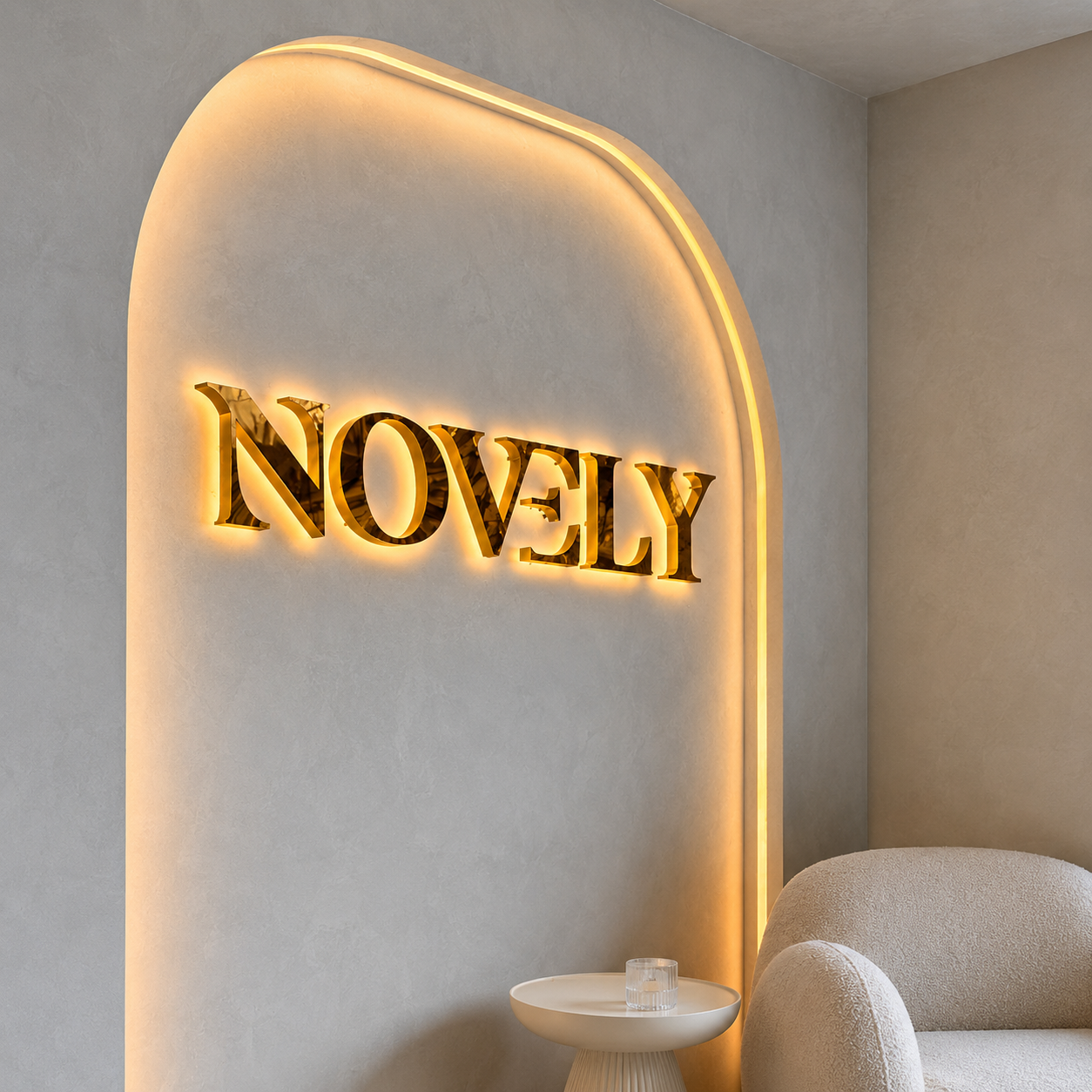 Custom Wholesale Acrylic LED Logo Sign Lighted Letters Gold Wall Signage Illuminated Business Sign For Salon Boutique Spa