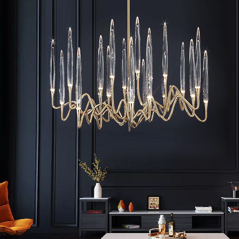 Shop Bar Front Line Luxury Lighting Modern Hanging Lamp Dining Room Chandelier Golden Chandelier 80 Home Office Iron + Acrylic