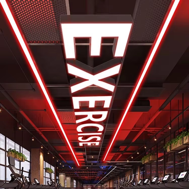 Custom Alphabet Lighting Iron Acrylic LED Channel Logo Letters Middle Size High Brightness Pendant Light For Yoga Room Gym