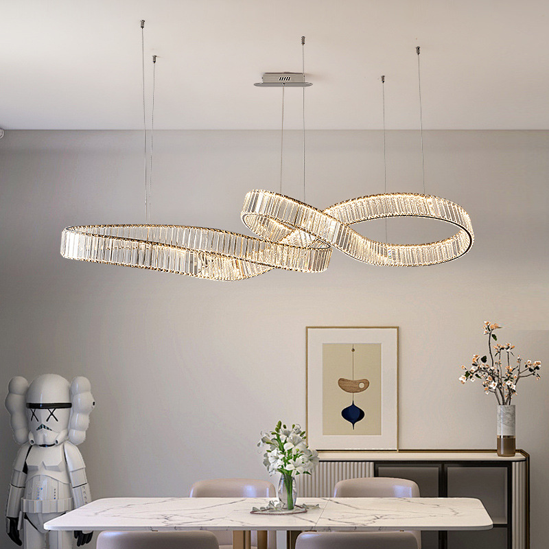 Crystal Luxury Simple Chandelier for Dining Room Villa Duplex Living Room Exhibition Hall Sales Office High-End Pendant Lights