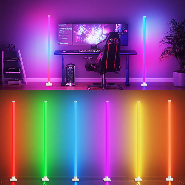 Modern Home Decor Smart Standing Light RGB Dimmable Music Sync Corner LED Lamp RGB Floor Lamps