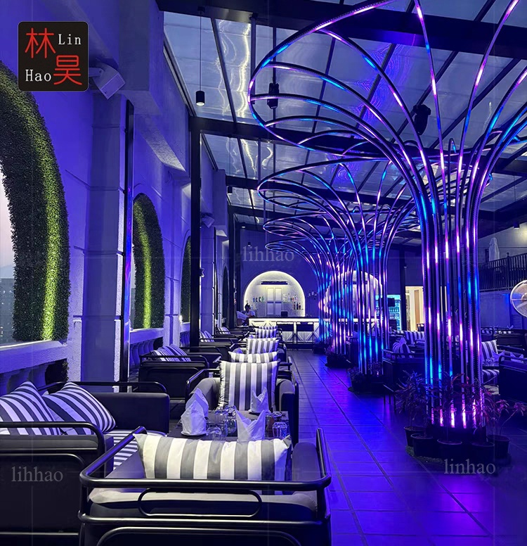 Modern LED Design Dynamic DMX Pillar Light Hotel Restaurant Corridor Bar Nightclub Wedding KTV Hall Atmosphere-Easy Embossed