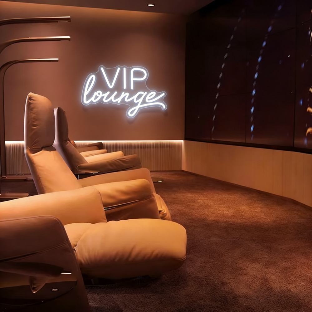 VIP Lounge Neon Sign White Minimalist LED for Club Hotel VIP Room Decor Soft Light Luxury Exclusive Vibe