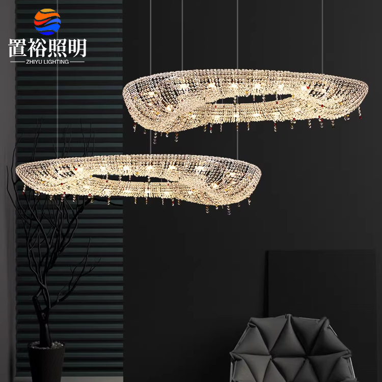 Modern Style Customizable Luxuriant Chandelier Villa Hanging Light Sales Office Kitchen Crystal Pendant Light