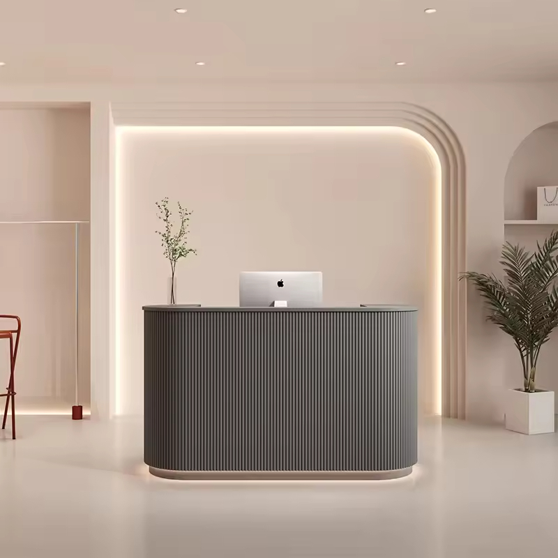 Modern White Reception Desk with Durable Cashier Counter Economically Priced for Beauty Salons Offices Hotels Gyms Hospitals