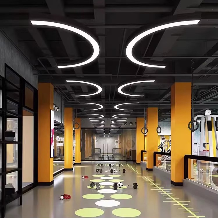 Modern Creative Snake Shape LED Linear Ceiling Pendant Light Iron Construction 110 Beam Angle For Office Supermarket Gym