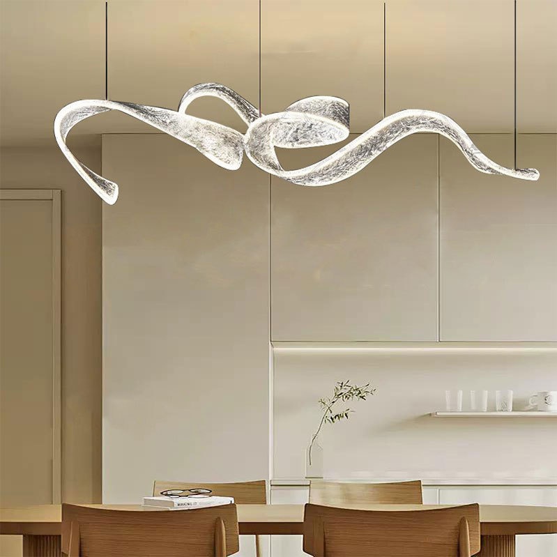 JACKSUN Hotel Sales Office Acrylic Ribbon Chandelier Modern Luxury High-End Middle Pendant Light Sand Table Pendant Lamp