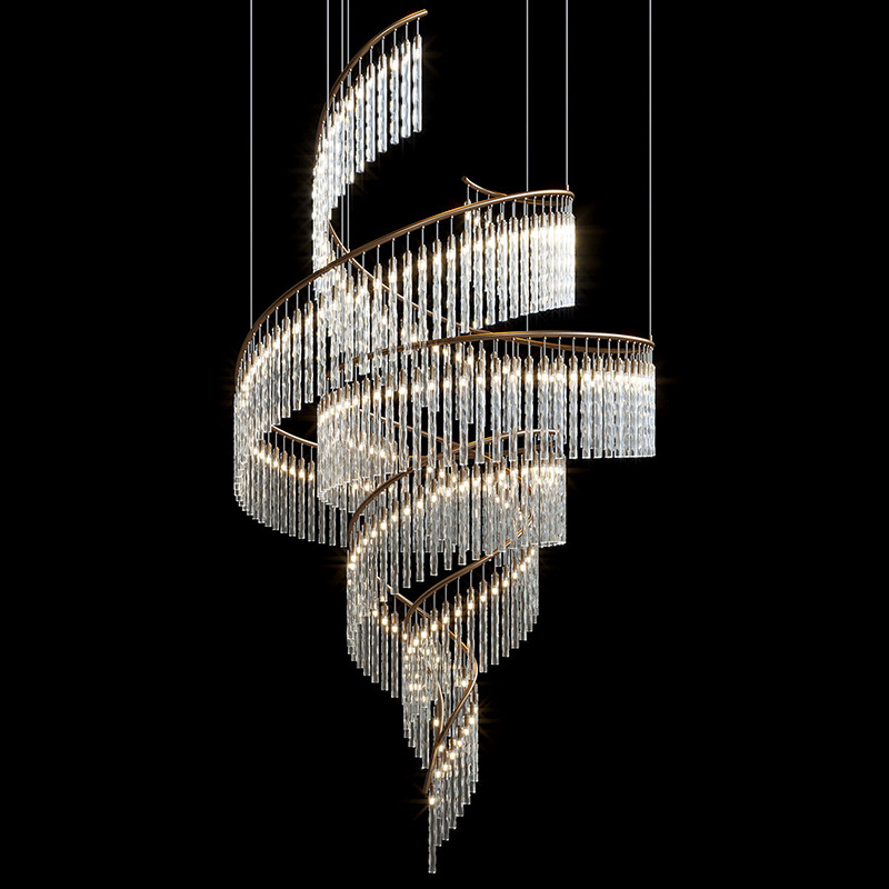 Modern Luxury Crystal Chandelier for Large Spaces 3D Printed Logo Warm White for Hotels Banquet Halls Offices Villas Duplexes AC