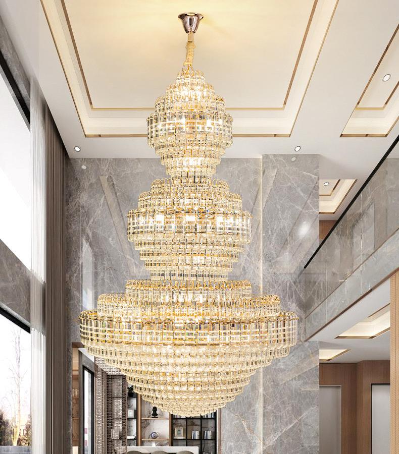 Customized Deluxe Steel Crystal Chandelier for Hotel Lobby Modern Large Crystal Chandelier for Villa Duplex Living Home Office