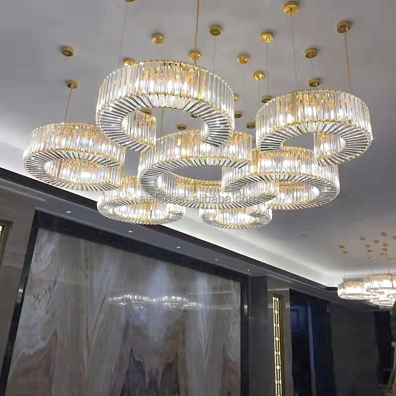Hotel Pendant Lighting Manufacturer C-shaped DIY Crystal Lamp Luxury Sales Office Lobby Lamps Exhibition Hall Chandelier