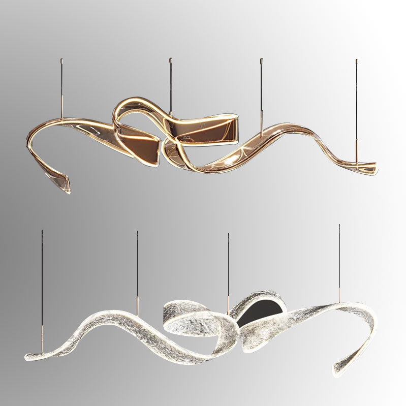 JACKSUN Hotel Sales Office Acrylic Ribbon Chandelier Modern Luxury High-End Middle Pendant Light Sand Table Pendant Lamp