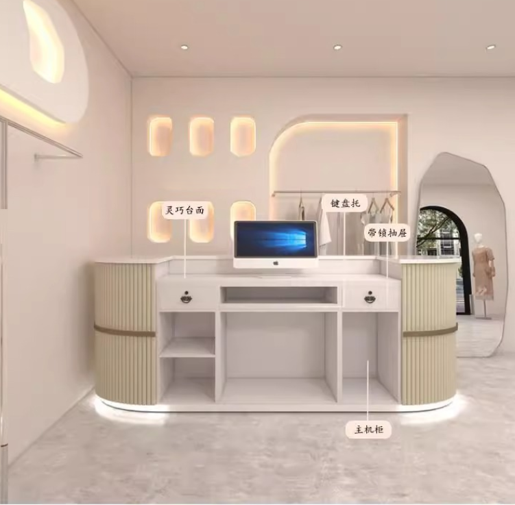 Internet-Famous Minimalist Reception Desk For Beauty Salons And Clothing Stores Trendy Counter With Salon Bar For Shop Design