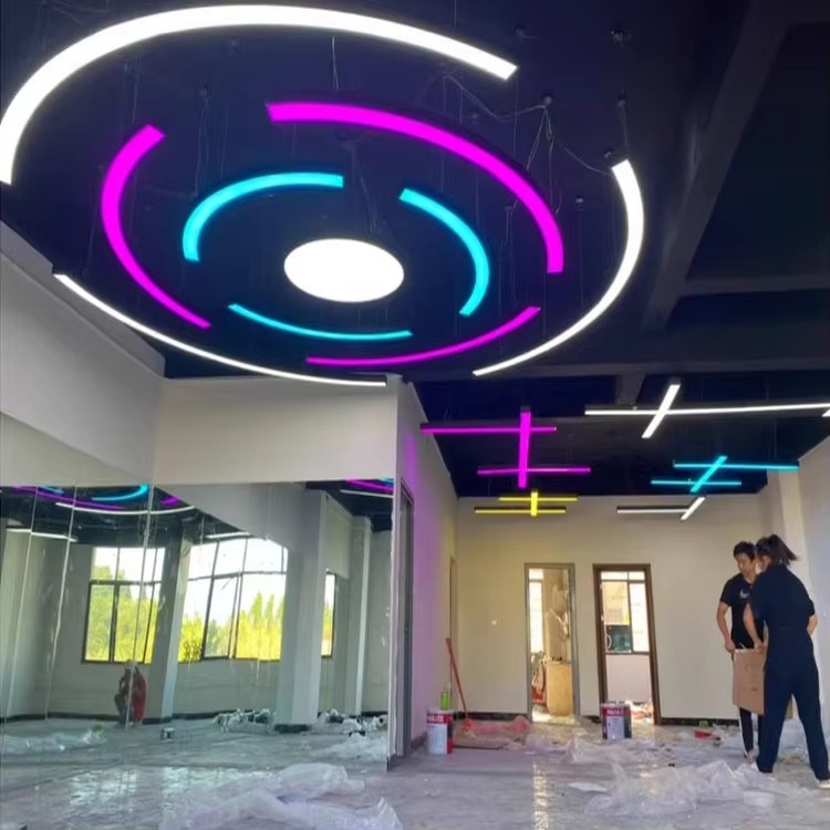 Modern Creative Snake Shape LED Linear Ceiling Pendant Light Iron Construction 110 Beam Angle For Office Supermarket Gym