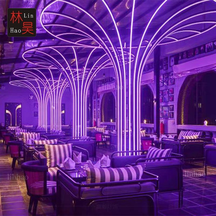Modern LED Design Dynamic DMX Pillar Light Hotel Restaurant Corridor Bar Nightclub Wedding KTV Hall Atmosphere-Easy Embossed
