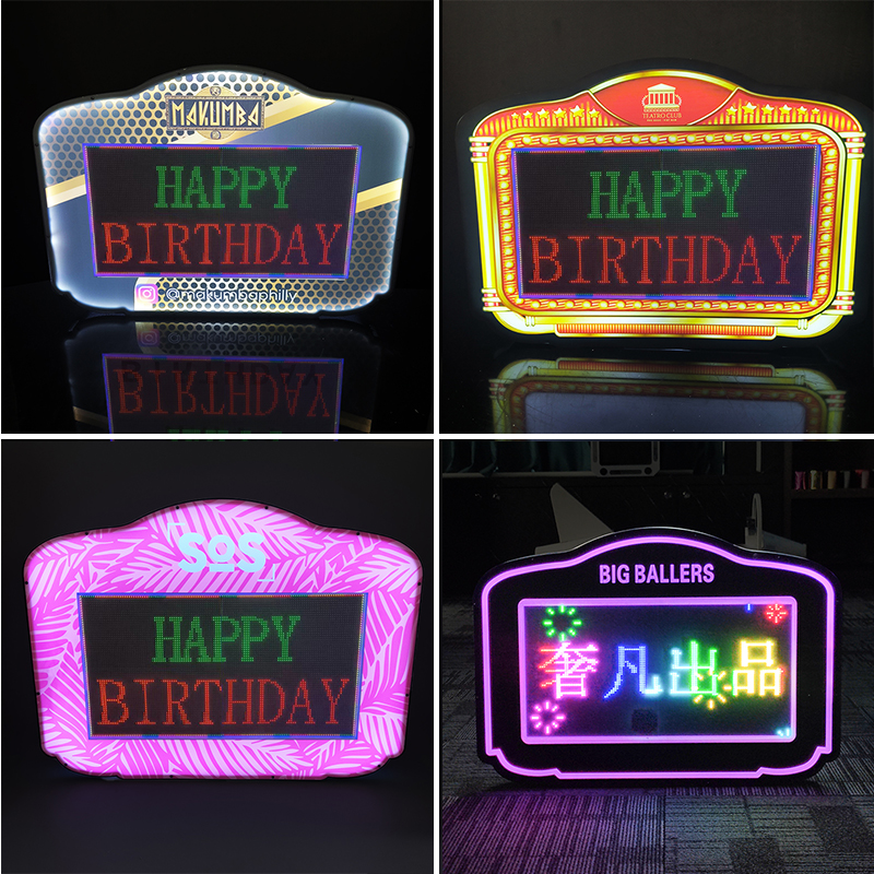 Custom Classic LED Message Board Marquee Light VIP Bottle Service Bar Lounge Display Racks for Night Club Party Events