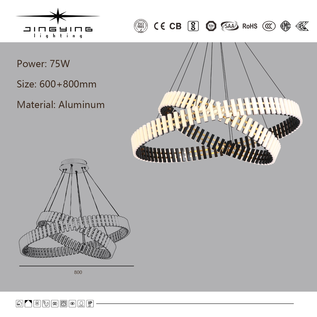 Creative Double-Layer Circular LED Pendant Light Ambient Lamp for Villa Living Rooms &amp; Business Negotiation Areas