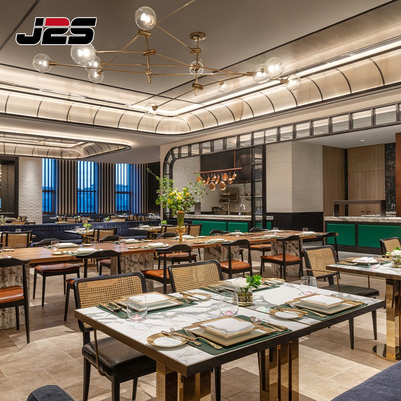 Modern Commercial Modern Leather Booth Sofas Beige Tub Chair Round Table Hotel Buffet Area Project
