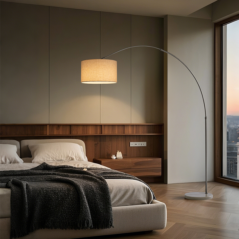 Aisilan Minimalist Style Marble Finishing Living Room Bedroom Tall Flexible Office Curved Arch Standing Floor Lamp Light