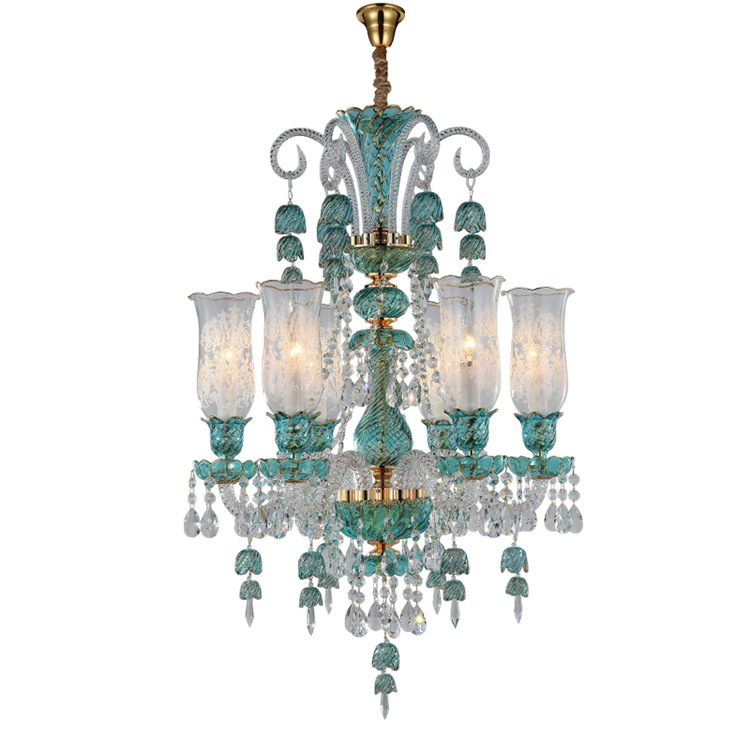 Custom Luxury Green Crystal Pendant Light Chandelier for Home Restaurant Banquet Hall Hotel Lobby Decoration Lighting