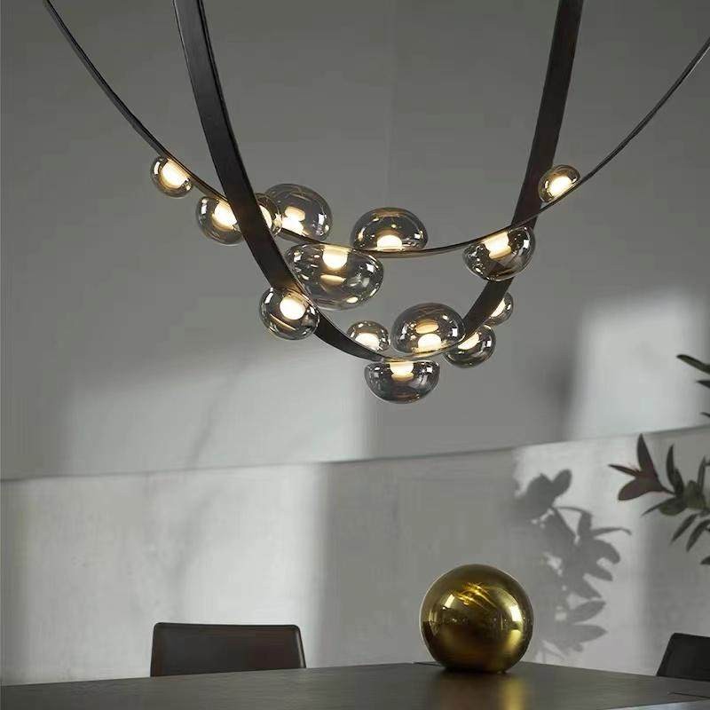 American Modern Luxury Pendant Light Decoration Commercial Office Led Crystal Round Living Room Lamp Kitchen Tassel Chandelier