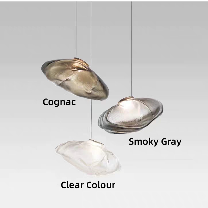 VEKO Clear Cognac Smokey Glass Chandelier Staircase Hotel Lobby Art Glass High Ceiling Lamp Project Modern Chandelier